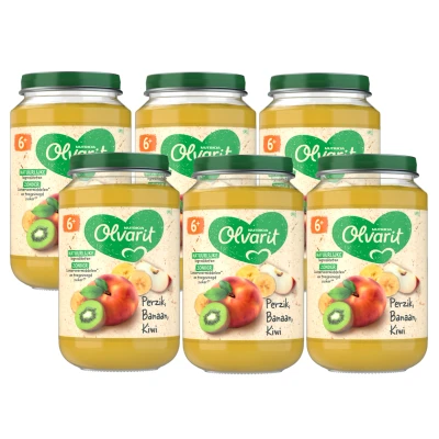 Afbeelding van Olvarit 6m+ Perzik Banaan Multi verpakking 6x200GR