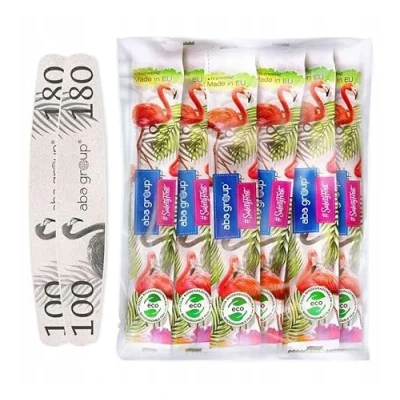 Afbeelding van Aba Group Nagelvijlen 100/180 Ellipse Slim Flamingo Veilige verpakking, professionele nagelvijlset, dubbelzijdig wegwerp nagelvijlen, 50 stuks