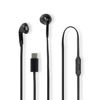 Afbeelding van Bedrade Koptelefoon USB C Kabellengte: 1.20 m Ingebouwde microfoon Volumebediening Zwart