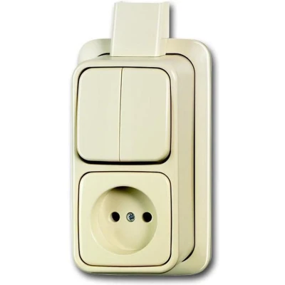 Afbeelding van Busch Jaeger BJ combinatie serieschakelaar/wcd zonder randaarde opbouw creme 2601/5/2300 APJ