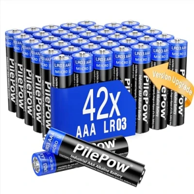 Afbeelding van Batterijen AAA, 42 stuks industriële batterijen, 1,5 V, LR03, [upgrade versie] 10 jaar opslag wegwerpbatterijen voor speelgoed, wekker, draagbare afstandsbediening en andere dagelijkse apparaten