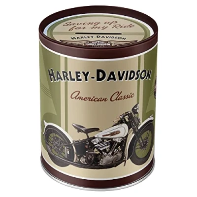 Afbeelding van Nostalgic Art Retro Spaarpot, Harley Davidson Knucklehead Geschenkidee voor motorfans, Spaarvarken in metaal, Vintage Spaarblik, 1 l