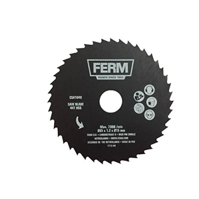 Afbeelding van FERM CSA1048 Precisie cirkelzaagblad 44 tanden HSS Diameter: 85mm Asgat: 15mm Universeel voor zagen van PVC Aluminium Koper Zeer geschikt Mini cirkelzaag CSM1043