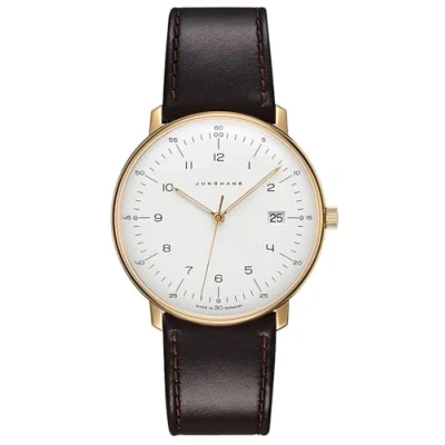 Afbeelding van Junghans Max Bill 41/7872.02 quartz heren horloge dames vintage goud 38 mm luxe cadeautip