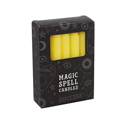 Afbeelding van Spirit of Equinox Magic Spell Success kaarsen, 10 cm, 10,3 x 7,3 2,5 geel, 12 stuks