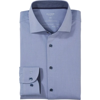 Afbeelding van OLYMP Overhemd M7 Level Five Mouwlengte 7 blauw extra lange mouwen effen