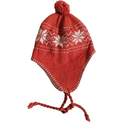 Afbeelding van kinder eskimo muts oranje creme met vlechtjes