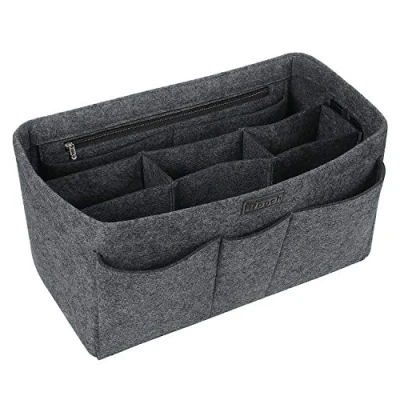 Afbeelding van Ropch Handtas organizer van vilt, interieur opbergtas met meerdere zakken, Grijs, L