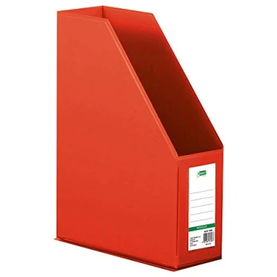 Afbeelding van D.RECT 110205 kunststof organizer, tijdschriftenhouder, tijdschriftenhouder met kijkvenster om te beschrijven, pvc, A4, 90 mm, opvouwbaar, rood