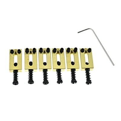 Afbeelding van KAISH Massief Messing Gitaar Brug Zadels Zadel 10.8mm String Afstand met Zwarte Schroeven voor Stratocaster/Telecaster