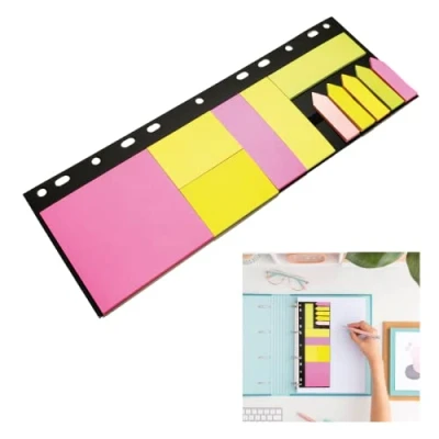 Afbeelding van Paginamarkers, notitieblokken, zelfklevende notities, kleurrijke plakbriefjes, bladwijzers, sticky notes, notities voor school, thuis of kantoor, meerkleurig, notitieboek