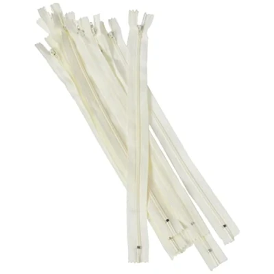 Afbeelding van Trimz 30cm ( 12&quot;) Crème one Way End Stop Zip met 4mm Tanden 10 Stks, Polyester, 30 cm