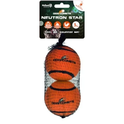 Afbeelding van Dog Comets Neutron Star Hondenbal met Pieper Ø 7,5 cm Hondenspeelgoed tennisbal Stuiterende Oranje 2 stuks
