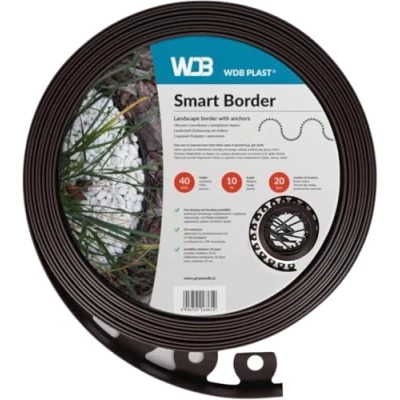 Afbeelding van WDB Flexibele gazonrand van kunststof, 10 m lang, 4 cm hoog, met 20 bevestigingsnagels, bruin