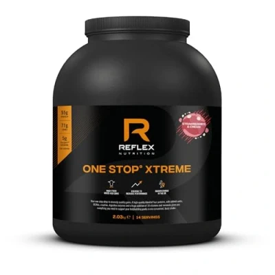 Afbeelding van One Stop Xtreme Reflex Nutrition 2 KG Aardbei Mass Gainer, Weight Gainer Poeder, Gewichtstoename, Spiergroei, Spiermassa