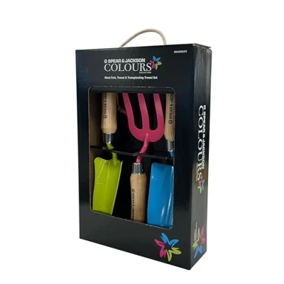 Afbeelding van Spear &amp; Jackson Kleurrijke Colours Set met bloemenkelle, onkruidvork en plantenkels, meerkleurig