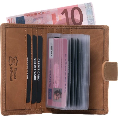 Afbeelding van Pasjeshouder Muntgeldvak Papiergeld Leer Bruin (Vintage leer)