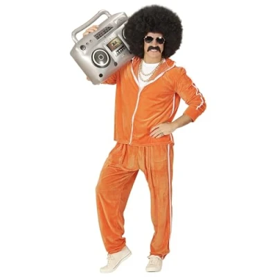 Afbeelding van Widmann Jaren 80 &amp; 90 Kostuum Fout Oranje 80s Retro Trainingspak Maaskant Fluweel Man Large Carnavalskleding Verkleedkleding