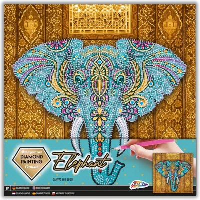 Afbeelding van Grafix Canvas Diamond Painting Olifant, 30x30cm
