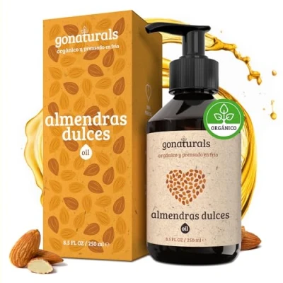 Afbeelding van GoNaturals Zoete Amandelolie 100% Puur met Applicator, 250ml Snel Absorberende Hydraterende Lichaamsolie Koudgeperst