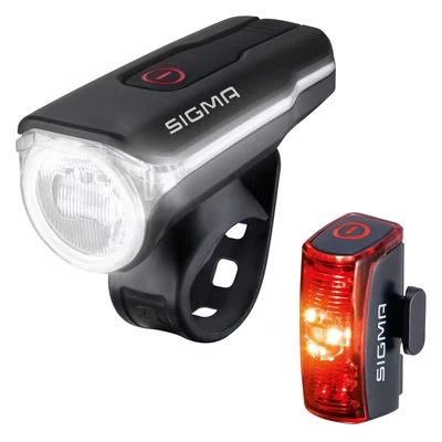 Afbeelding van Sigma Aura 60 met Infinity USB achterlicht verlichtingsset BikeTotaal.nl Zwart
