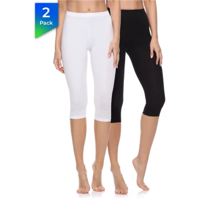 Afbeelding van Merry Style MS MS10 199 LE 2Pack Dames Capri Leggings Sport Vrijetijdsbroek 3/4 Lengte Katoen Yogabroek Zwart/Wit S