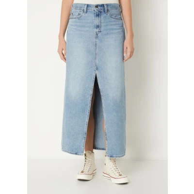 Afbeelding van Levi&#039;s dames Maxi spijkerrok met split in de kleur Indigo, maat: W24