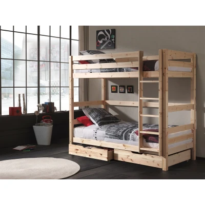 Afbeelding van LUCEVI Pino Stapelbed H180CM + 2 Lades Ladder Bruin 90x200 cm