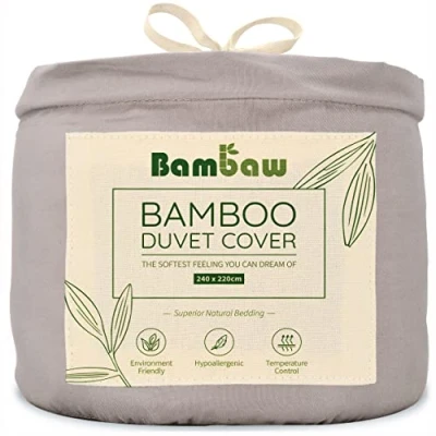 Afbeelding van Bamboe Dekbedovertrek 2 Persoons Eco Dekbedhoes 240cm bij 220cm Luxe Beddengoed Hypoallergeen Puur Rayon Ultra ademende Stof Grijs Bambaw