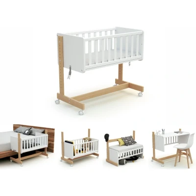Afbeelding van AT4 Wieg Cododo CONFORT wit met beukenhout 40 x 80 cm