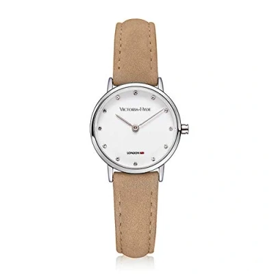 Afbeelding van VICTORIA HYDE Vrouwen Horloge Marmeren Dial Ultra Dunne Minimalistische Quartz voor Dames Met Lederen Band 26mm, Lichtbruin, riem