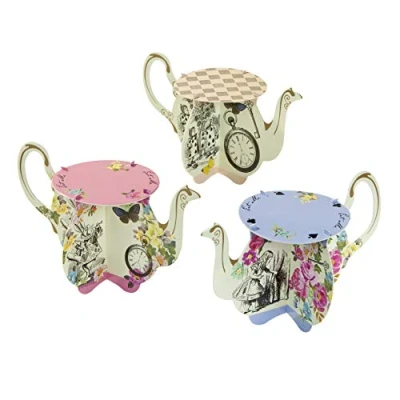 Afbeelding van Talking Tables Veel van 6 steunen à Petit Gâteau en Forme Teapot, Alice in Wonderland, papier, meerkleurig