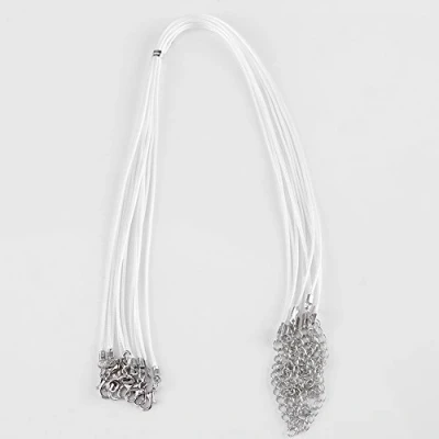 Afbeelding van Ketting waxtouw, 10 stuks instelbare halsketting, snoer voor DIY sieraden, met galvanische karabijnsluiting wit