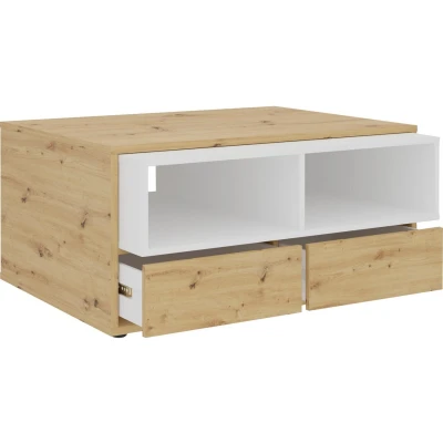 Afbeelding van Salontafel 2 open vakken 91,8x71,5x45 cm wit en artisan eiken