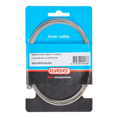 Afbeelding van Elvedes Rem binnenkabel 2250mm RVS Slick ø1,5mm T nippel (op kaart)