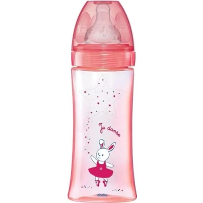 Afbeelding van Dodie Initiation+ Anti Koliek Zuigfles 330 ml Debiet 3 Roze Danseres 1 stuk