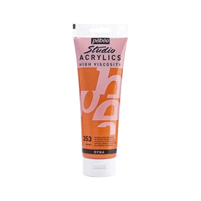 Afbeelding van Pébéo Acryl Fine Studio Acrylics Acrylverf voor kunstenaars verf professionals en beginners heldere gepigmenteerde kleur Oranje Geel Iridescent 250 ml