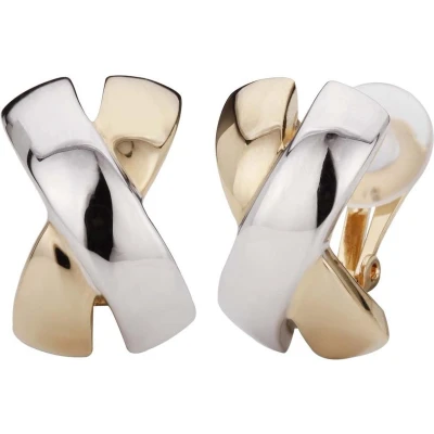Afbeelding van Traveller Clip Oorbellen Oorclips Dames Goudkleurig &amp; Zilverkleurig Kruis Bicolor 22 x 12 mm 138057