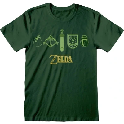 Afbeelding van Henry Tiger Nintendo Legend OF Zelda Icons Tshirt print, Heren, Maat: XXL, Bottle green