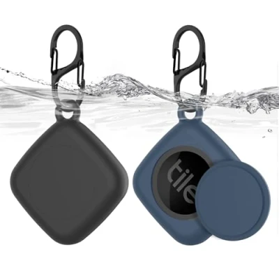 Afbeelding van MOWYEOK Tile Mate 2022 Houder voor 2022, siliconen GPS tracker, verborgen waterdichte houder, met sleutelhanger, geschikt sleutels, portemonnee, bagage (zwart) + blauw