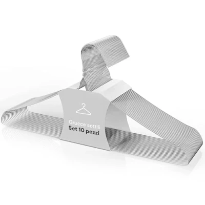 Afbeelding van Avilia Set van 30 kleerhangers zilverkleurig metaal comfortabele ronde haken en slank design, ruimtebesparend om je kast netjes te houden broeken, jassen, jassen mantels op bergen