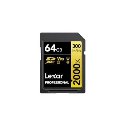 Afbeelding van Lexar Professional 2000x SD Kaart 64GB, SDXC UHS II Geheugenkaart zonder lezer, tot 260 MB/s Lezen, voor DSLR, videocamera&#039;s in bioscoopkwaliteit (LSD2000064G BNNAG)