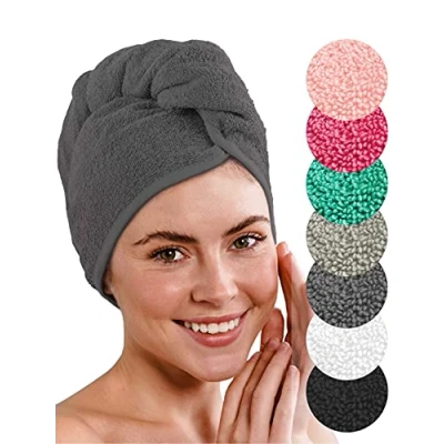 Afbeelding van Laynenburg Premium haartulband met knoop van 100% katoen voor kort en lang haar tulbandhanddoek is sneldrogend absorberend haarhanddoek incl. 4 haarbanden (antraciet)
