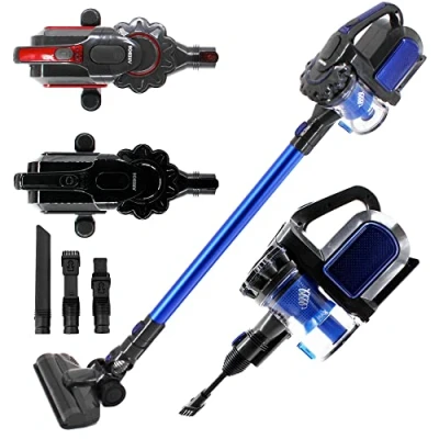 Afbeelding van AREBOS 2 in 1 Steelstofzuiger draadloos Stofzuiger zonder zak 200W Kruimelzuiger Handstofzuiger Turboborstel met LED Blauw