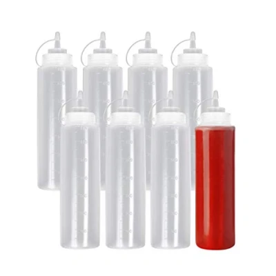 Afbeelding van MATANA 8 Stuks Grote Knijpflessen, Sausfles, Plastic Flessen met Dop (XL 680ml) Ketchup, Mosterd, Sauzen, Olie, Dressings Lekvrij &amp; BPA Vrij