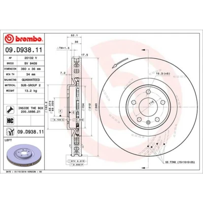 Afbeelding van Brembo Remschijven 09.D938.11