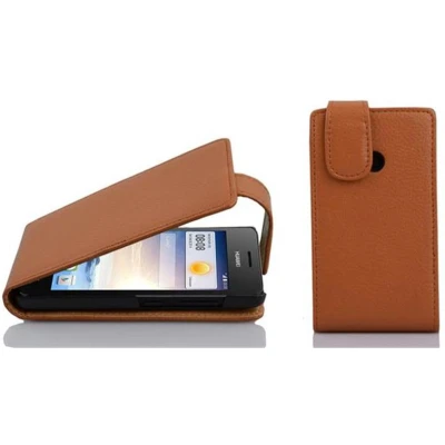 Afbeelding van Cadorabo Hoesje geschikt voor Huawei ASCEND G330 in COGNAC BRUIN Beschermhoes flip design Case Cover van getextureerd imitatieleer