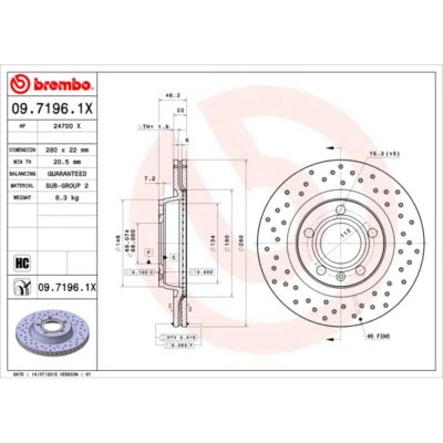 Afbeelding van Brembo Remschijf 09.7196.1X