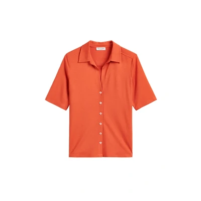 Afbeelding van Marc O&#039;Polo Short Sleeve Overhemdblouse, Dames, Maat: XS, Burnt red