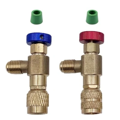 Afbeelding van Airconditioning veiligheidsventiel, adapter R410A R22 aansluiting, 1/4 inch 5/16 vulling koelmiddel, aansluitadapter voor airconditioning, doorstroomventielen, 2 stuks